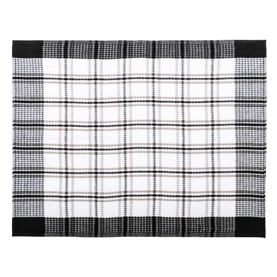 Set 4 prosoape de bucatarie, bumbac, 50x70 cm "Honey Waffle", Black - Tiseco