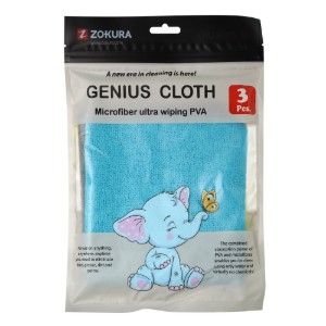 Set 3 lavete Genius, microfibra PVA, 30 x 30 cm - Zokura
