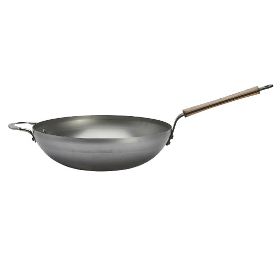 Wok rotund cu manere, otel, 32 cm, "Mineral B Bois" - de Buyer