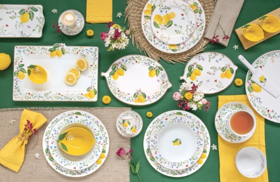 Set servire aperitive, 4 piese, portelan, "Fleurs et Citrons"  - Nuova R2S