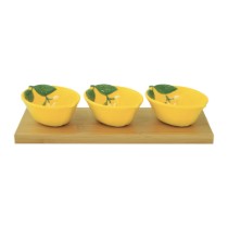 Set servire aperitive, 4 piese, portelan, "Fleurs et Citrons"  - Easy Life