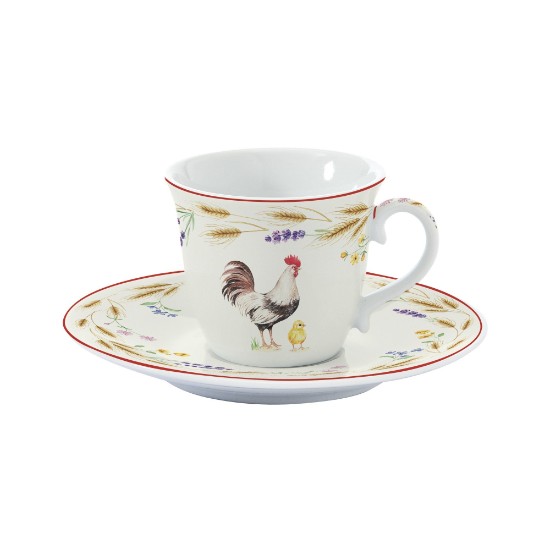 Set 2 cesti cafea cu farfurioara, portelan, 80ml, "Country Life" - Nuova R2S