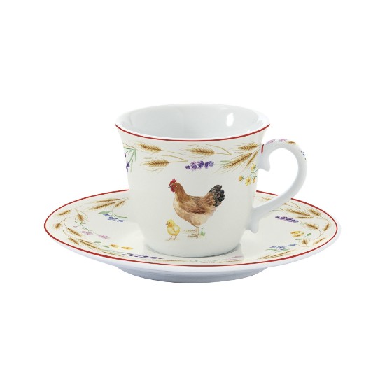 Set 2 cesti cafea cu farfurioara, portelan, 80ml, "Country Life" - Nuova R2S