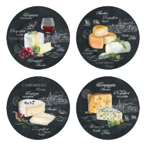 Set 4 platouri pentru branzeturi, portelan, 19 cm, "World of Cheese" - Easy Life