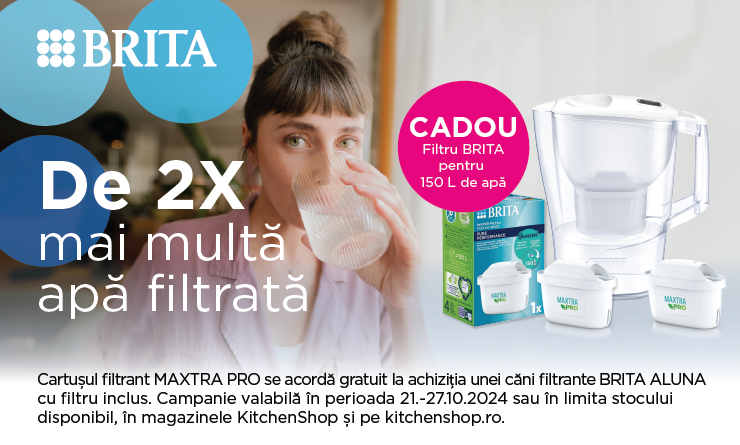 Filtru cadou, la achizitia unei cani Brita Aluna in perioada 21-27 octombrie 2024