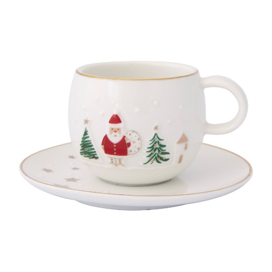 Set 2 cesti cafea cu farfurioara, portelan, 120ml, "Let it Snow" - Nuova R2S