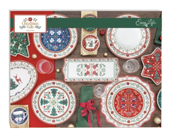 Set 4 farfurii desert, portelan, 19cm, "Christmas Folk" - Nuova R2S