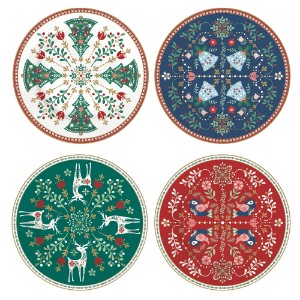 Set 4 farfurii desert, portelan, 19cm, "Christmas Folk" - Nuova R2S