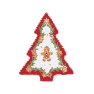 Platou portelan forma brad, 25,5 x 20,5cm, "Fancy Gingerbread" - Nuova R2S