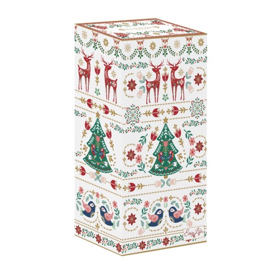 Set 3 piese servire ceai, portelan, "Christmas Folk" - Easy Life