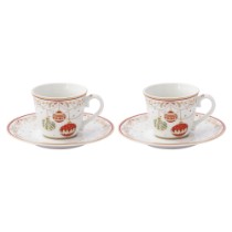 Set 2 cesti cu farfurioara, portelan, 80ml, "Christmas Eve" - Nuova R2S