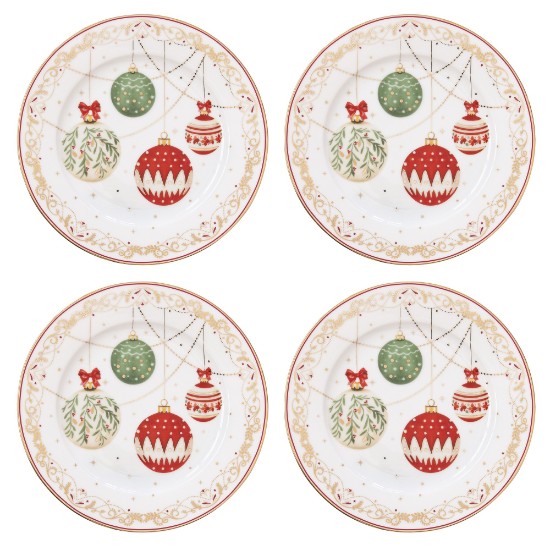 Set 4 farfurii desert, portelan, 19cm, "Christmas Eve" - Nuova R2S