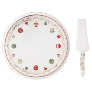 Set platou si paleta tort, portelan, 32cm, "Christmas Eve" - Nuova R2S