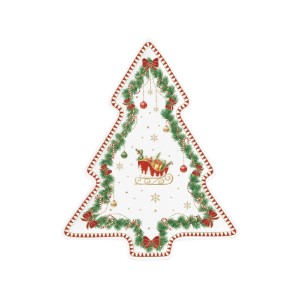 Platou forma brad, portelan, 25,5 x 20,5cm, "Magie de Noel" - Easy Life