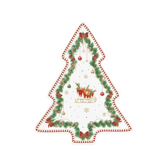 Platou forma brad, portelan, 25,5 x 20,5cm, "Magie de Noel" - Easy Life