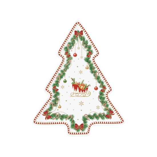 Platou portelan forma brad, 25,5 x 20,5cm, "Magie de Noel" - Nuova R2S