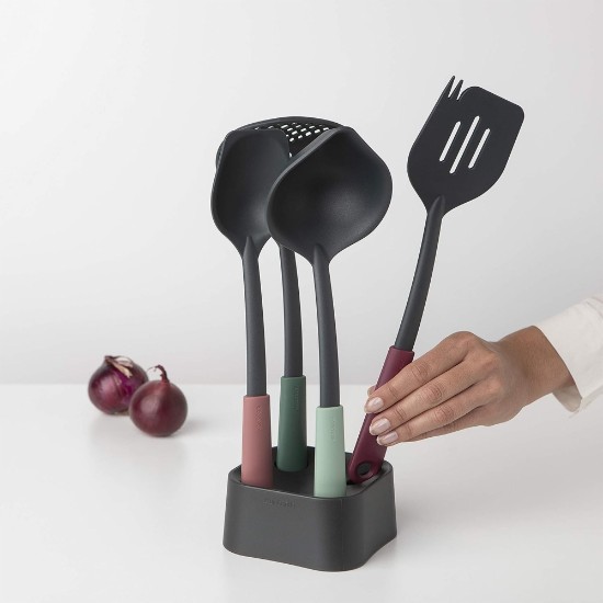 Set 4 ustensile bucatarie cu suport, plastic, "Tasty Plus" - Brabantia