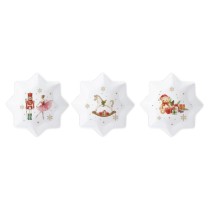 Set 3 boluri aperitive, cu tava din bambus, "Magie de Noel" - Easy Life