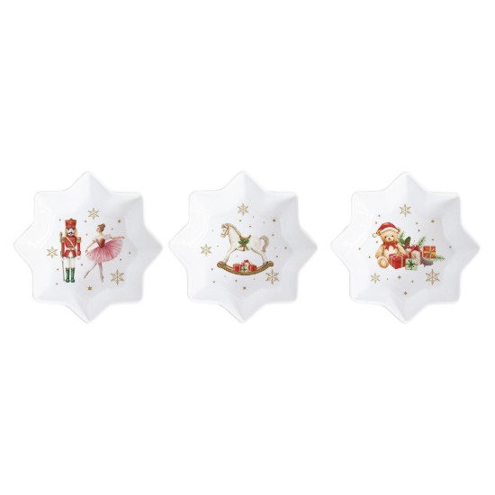 Set 3 boluri aperitive, cu tava din bambus, "Magie de Noel" - Easy Life