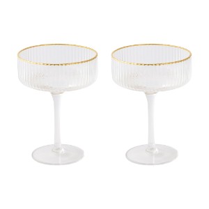 Set 2 pahare cocktail, sticla, 250ml, "Gold" - Nuova R2S