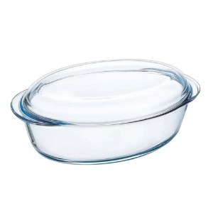 Vas oval cu capac,  sticla termorezistenta, 3,1L + 1L - PYREX