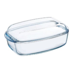 Vas dreptunghiular cu capac, din sticla termorezistenta, 4,4L + 2,3L - PYREX