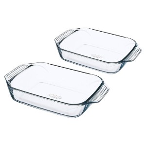 Set 2 vase dreptunghiulare, din sticla termorezistenta, 3L/4L - PYREX