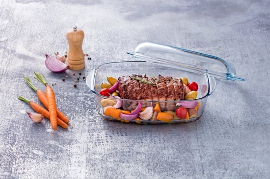 Vas dreptunghiular cu capac, din sticla termorezistenta, 2,9L + 1,6L - PYREX
