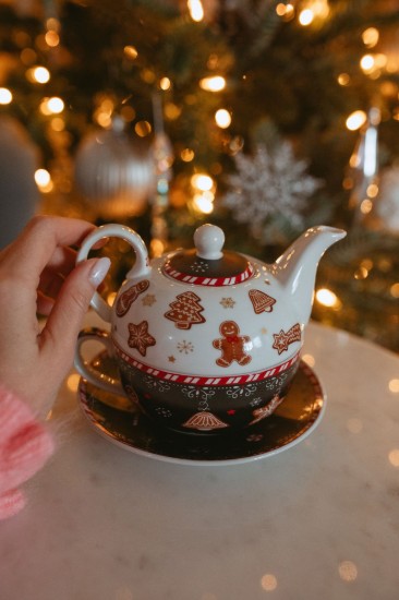 Set servire ceai, portelan, 350ml, "GINGERBREAD" - Easy Life