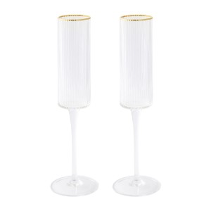 Set 2 cupe sampanie, sticla, 200 ml, "Gold" - Easy Life