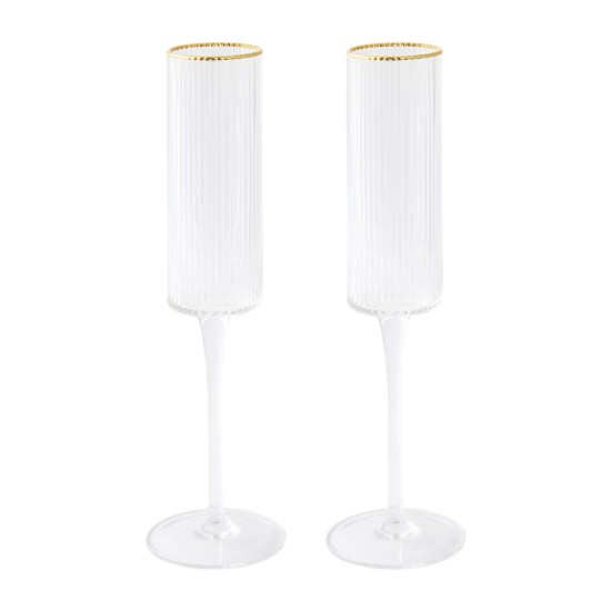 Set 2 cupe sampanie, sticla, 200 ml, "Gold" - Easy Life