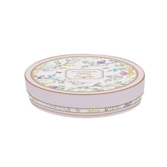 Set 4 farfurii desert, portelan, 19cm, "Birds Melody" - Nuova R2S