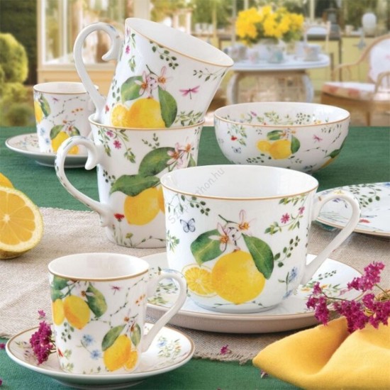 Bol portelan, 23cm, "Fleurs et Citrons" - Easy Life