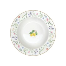 Farfurie supa, portelan, 21,5cm, "Fleurs et Citrons" - Nuova R2S