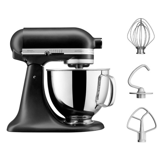 Mixer cu bol 4.8L, Artisan, Model 125, Matte Black - KitchenAid