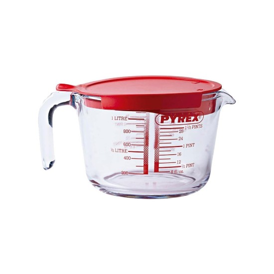 Cana gradata, cu capac, sticla termorezistenta, 1000ml - Pyrex