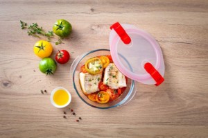 Caserola rotunda, cu capac, sticla termorezistenta, 18cm/1L, "Cook&Heat" - Pyrex