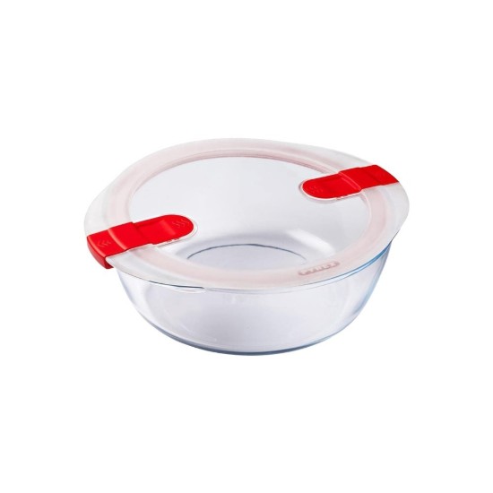 Caserola rotunda, cu capac, sticla termorezistenta, 23cm/2,3L, Rosu - PYREX