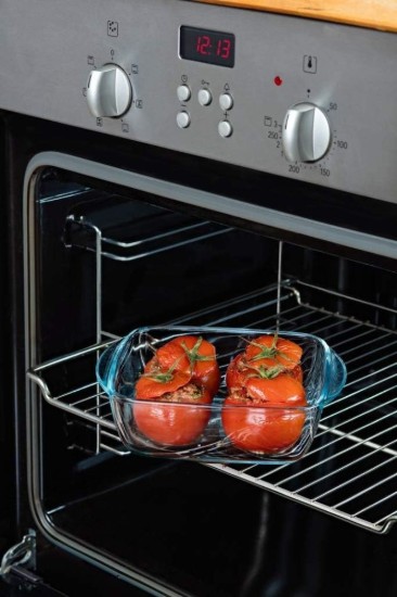 Caserola patrata, cu capac, sticla termorezistenta, 25x22cm/2,2L, Rosu - PYREX