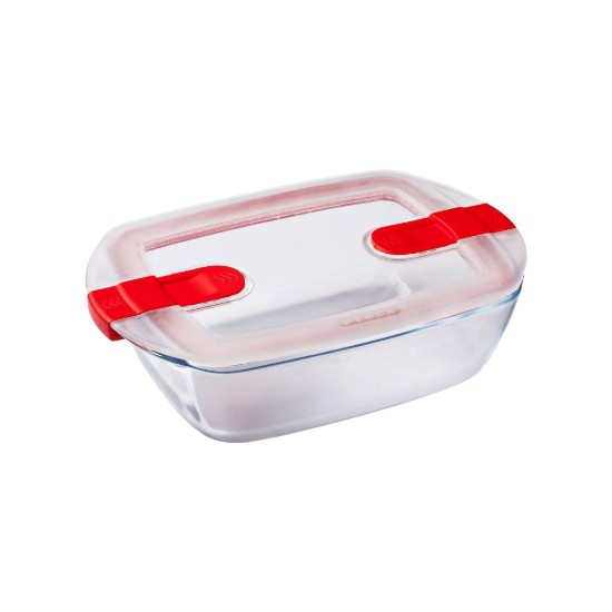 Caserola dreptunghiulara, cu capac, sticla termorezistenta, 23x15cm/1,2L, Rosu - PYREX