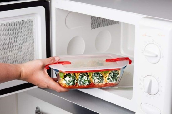 Caserola dreptunghiulara, cu capac, sticla termorezistenta, 23x15cm/1,2L, Rosu - PYREX