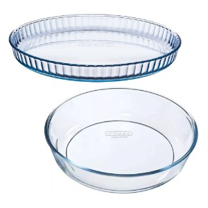 Set 2 forme tarta, sticla termorezistenta, 26cm/28cm - Pyrex