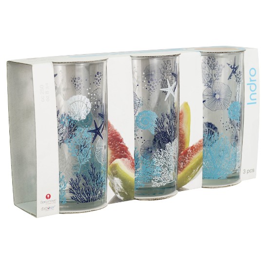 Set 3 pahare Alighieri, sticla, 250 ml, "Coral" - Decover