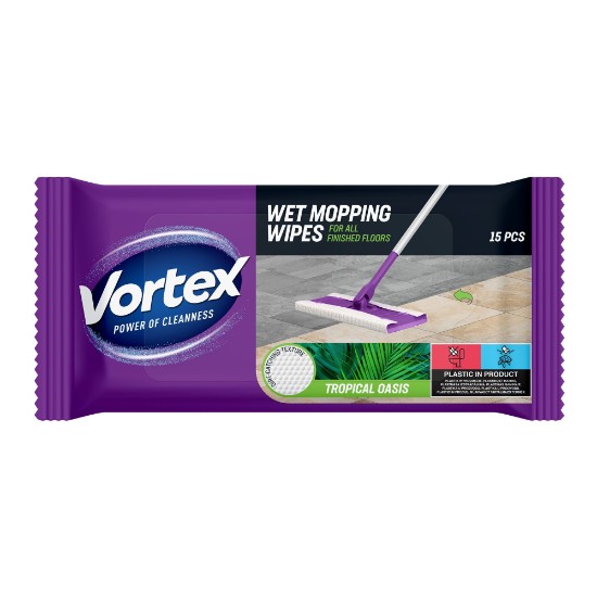 Lavete umede pentru mop, 15 bucati, "Tropical Oasis" - Vortex