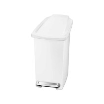 Cos de gunoi Slim, cu pedala, 10 L, Alb - simplehuman