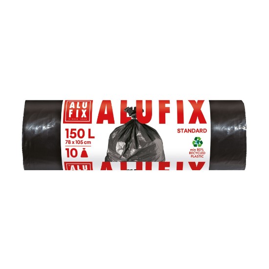 Saci menajeri 150L, LDPE, 10 bucati, Negru - ALUFIX