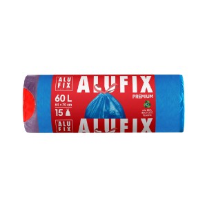 Saci menajeri cu banda, 60L, LDPE, 15 bucati, Albastru - ALUFIX