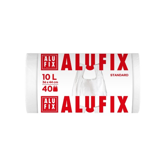 Saci menajeri cu manere, 10L, HDPE, 40 bucati, Alb - ALUFIX