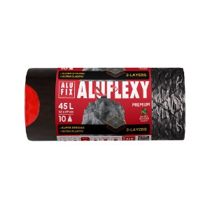 Saci menajeri cu snur "ALUFLEXY", 45L, LDPE, 10 bucati - ALUFIX