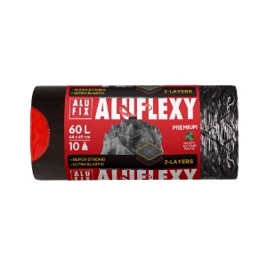 Saci menajeri cu snur "ALUFLEXY", 60L, LDPE, 10 bucati - ALUFIX